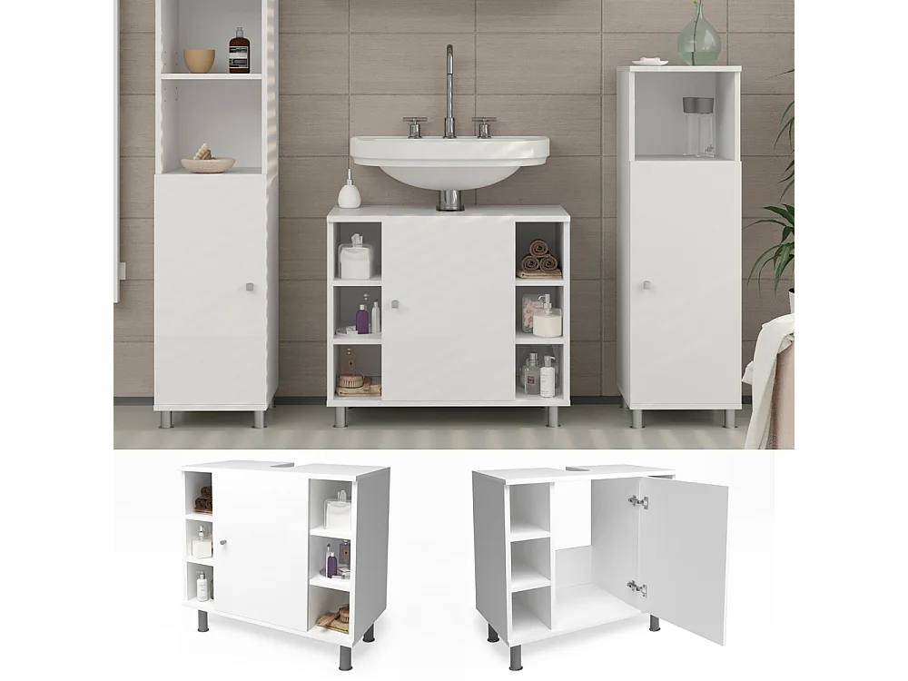 Meuble sous vasque simple blanc 60x32x54 fynn