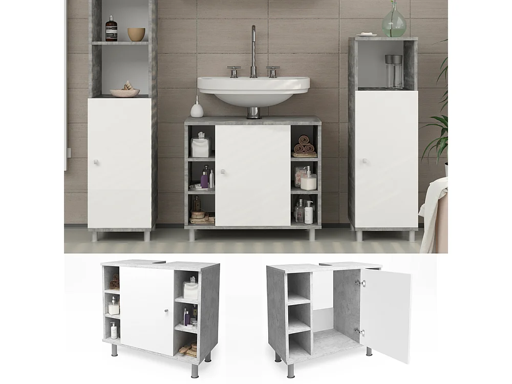 Meuble sous vasque simple béton 60x32x54 fynn