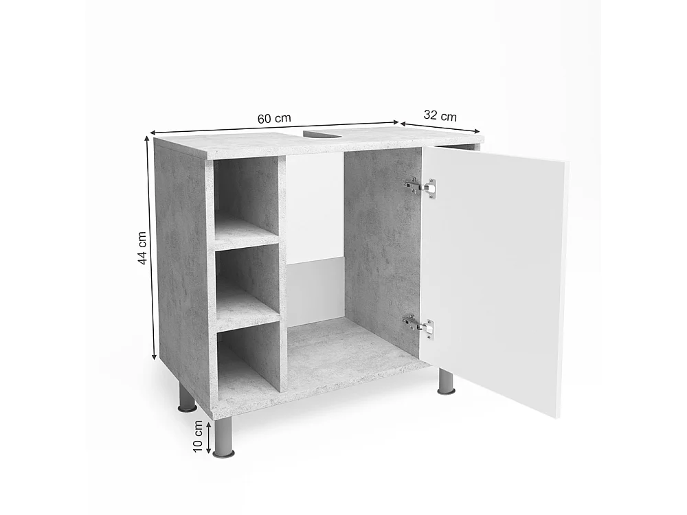 Meuble sous vasque simple béton 60x32x54 fynn