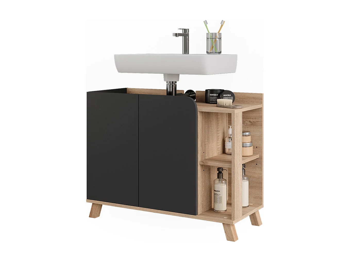 Meuble sous vasque sonoma/anthracite 80x35x65 karen