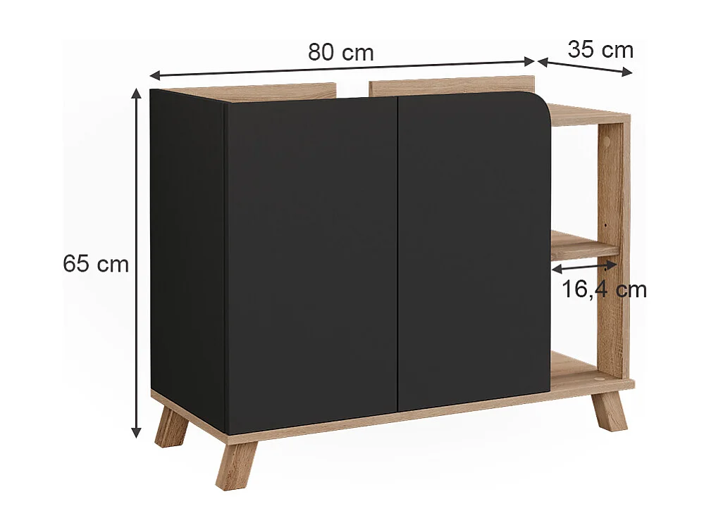 Meuble sous vasque sonoma/anthracite 80x35x65 karen