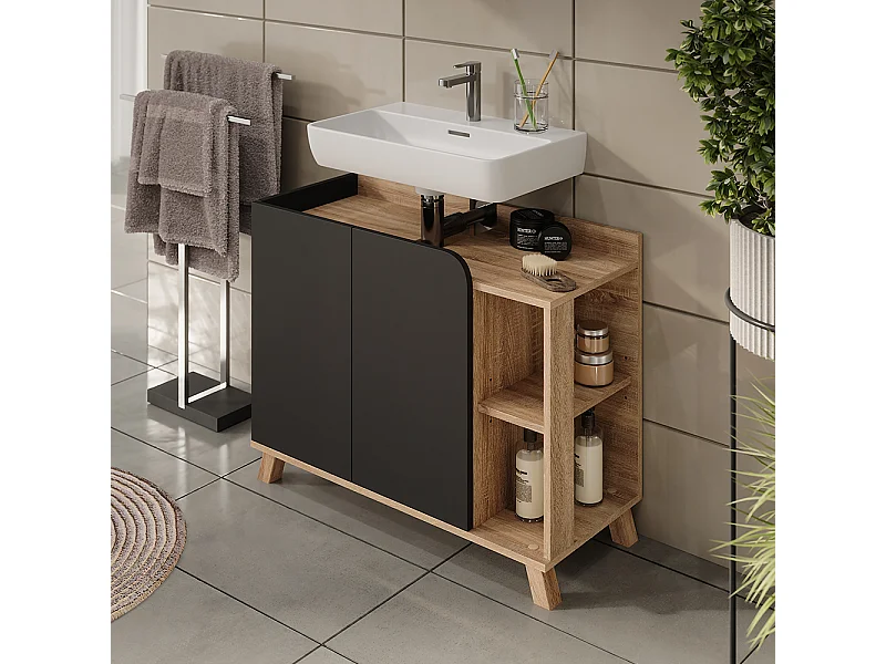 Mueble bajo lavabo sonoma/antracita 80x35x65 karen