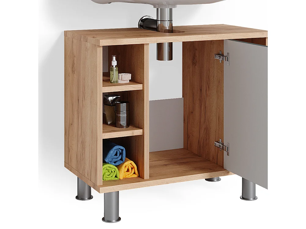 Meuble sous vasque simple vert/force de lor chêne 60x32x54 fynn