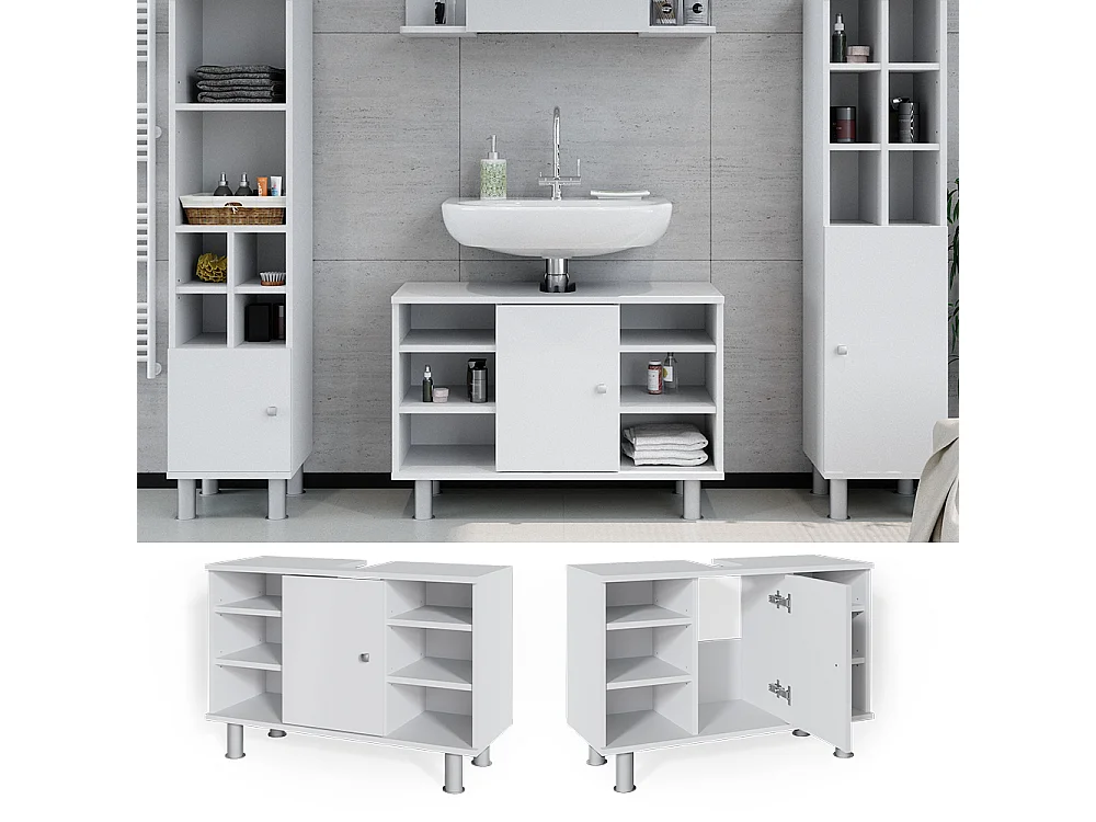 Mobile sottolavabo per bagno bianco 80x32x54 fynn