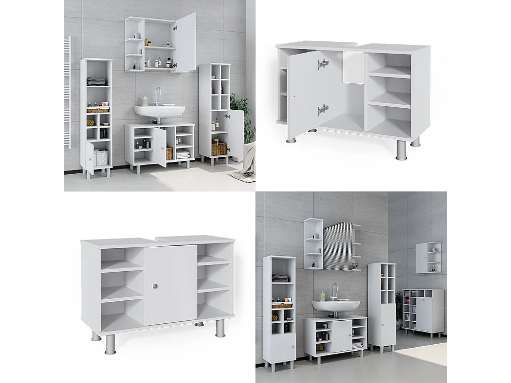 Mobile sottolavabo per bagno bianco 80x32x54 fynn