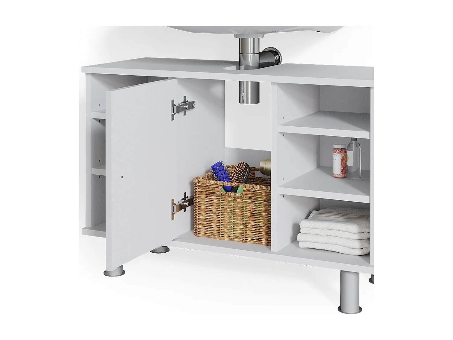 Meuble sous vasque simple blanc 80x32x54 fynn