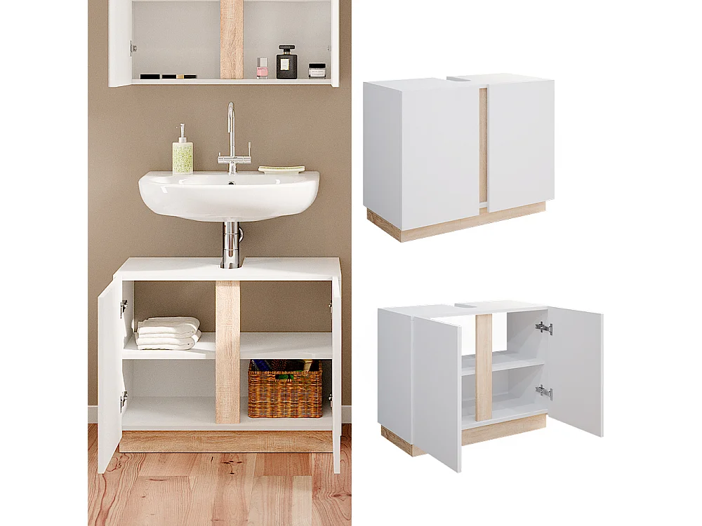 Mobile sottolavabo per bagno bianco 70.4x34.6x55.5 gloria