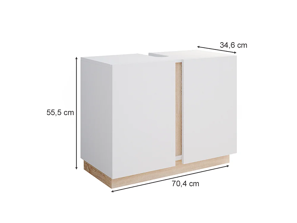 Szafka pod umywalkę biały 70.4x34.6x55.5 gloria