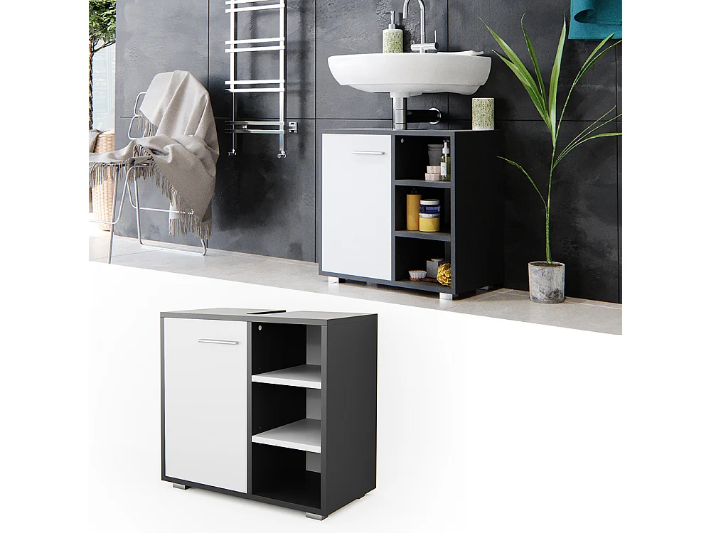 Meuble sous vasque simple anthracite 60x31.1x55.6 perry