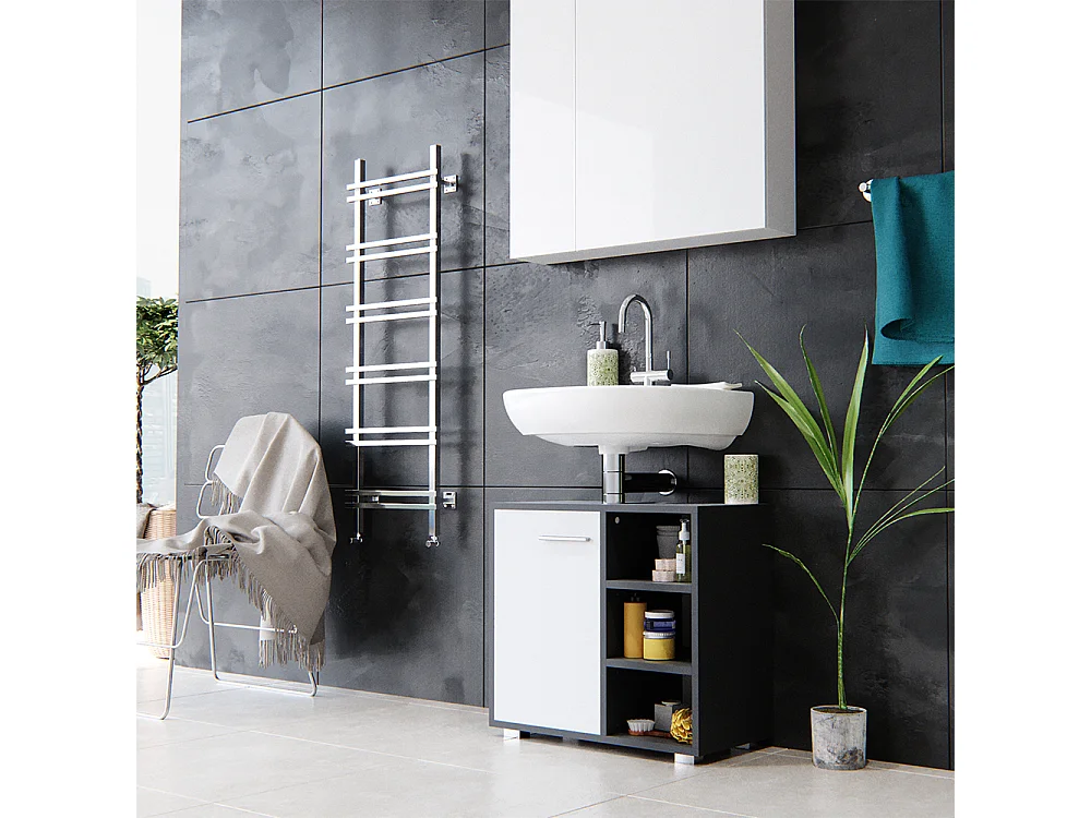 Meuble sous vasque simple anthracite 60x31.1x55.6 perry