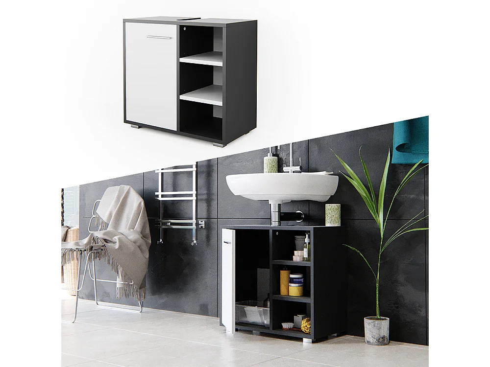 Meuble sous vasque simple anthracite 60x31.1x55.6 perry
