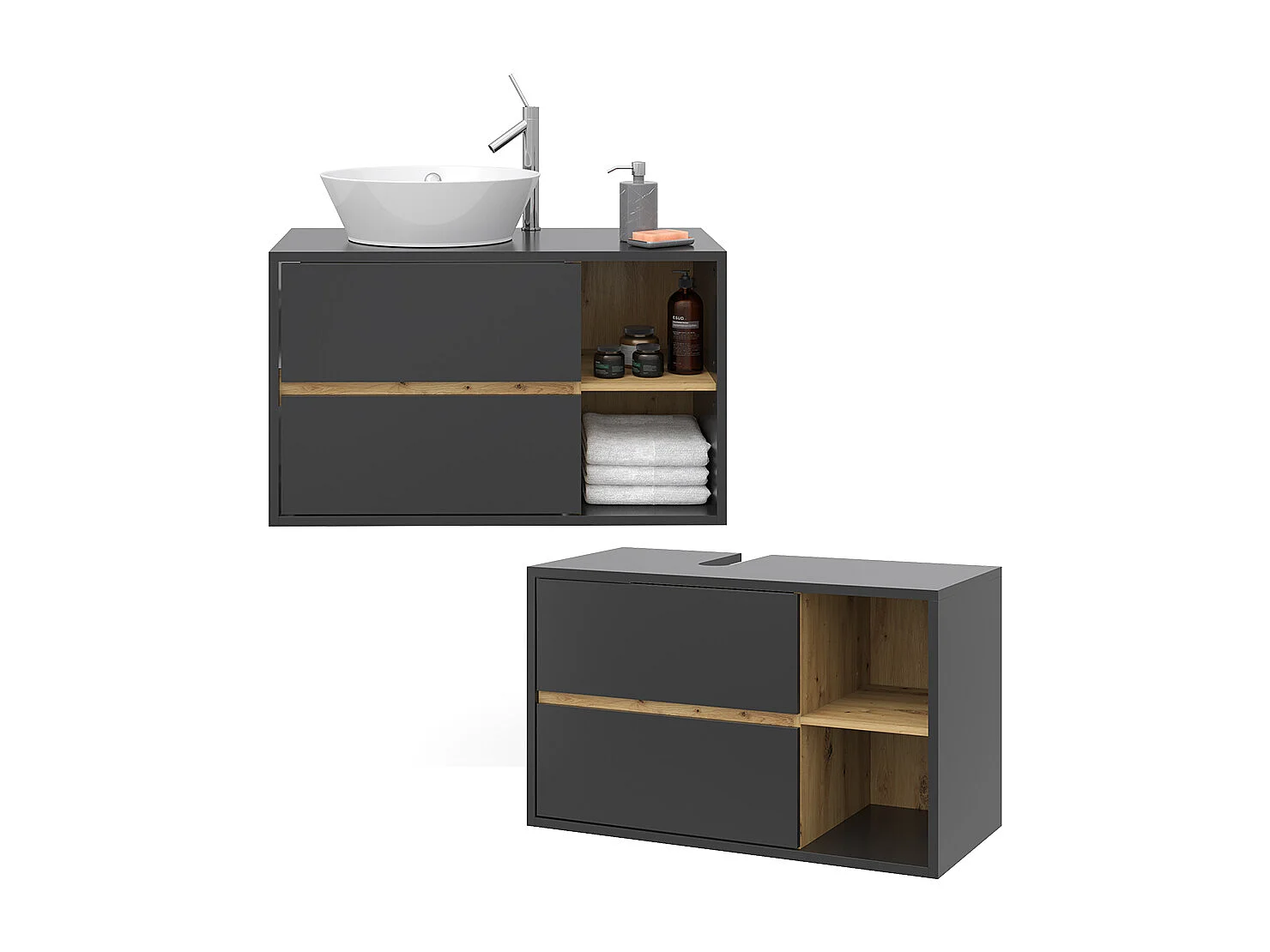 Meuble sous vasque simple anthracite 100x45.5x60 viola