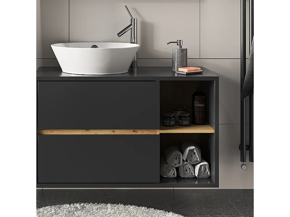 Meuble sous vasque simple anthracite 100x45.5x60 viola