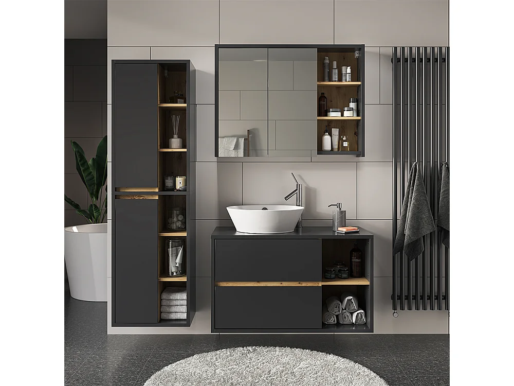 Meuble sous vasque simple anthracite 100x45.5x60 viola