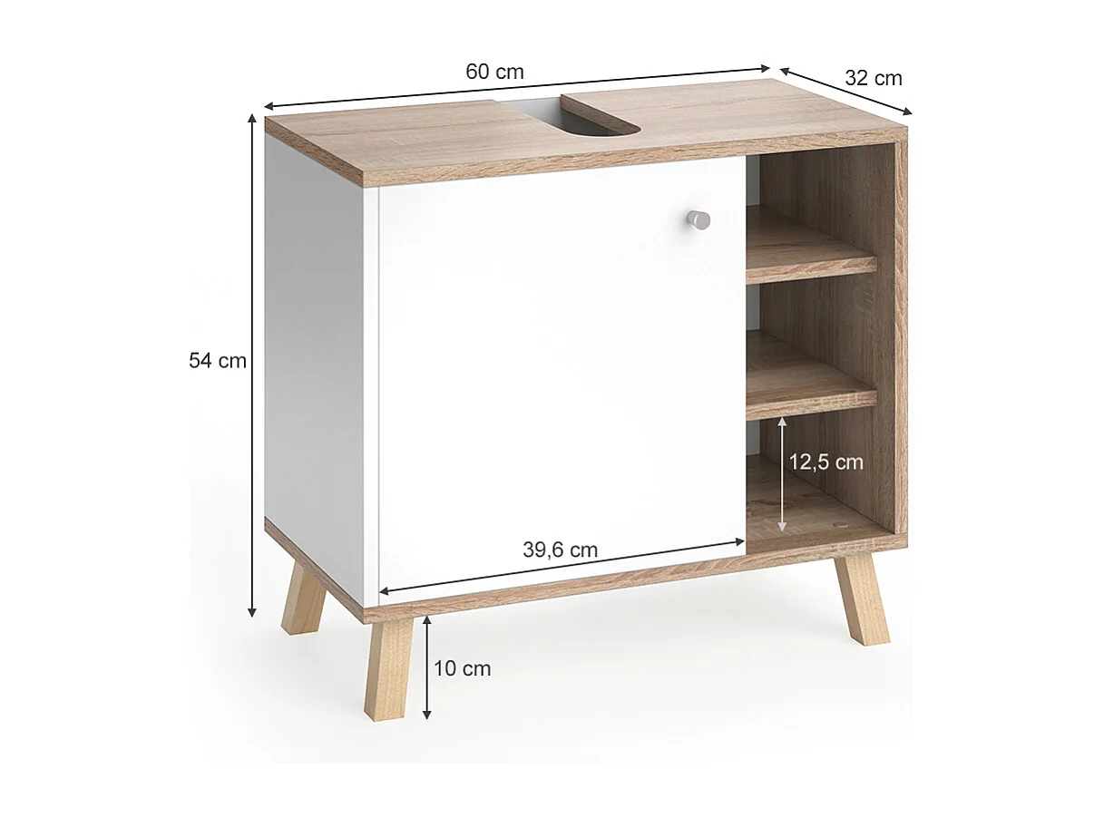 Mobile sottolavabo per bagno bianco 60x32x54 senyo