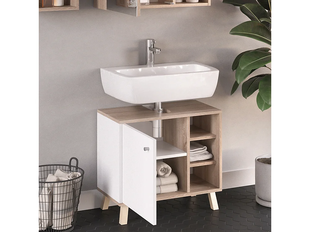 Mobile sottolavabo per bagno bianco 60x32x54 senyo
