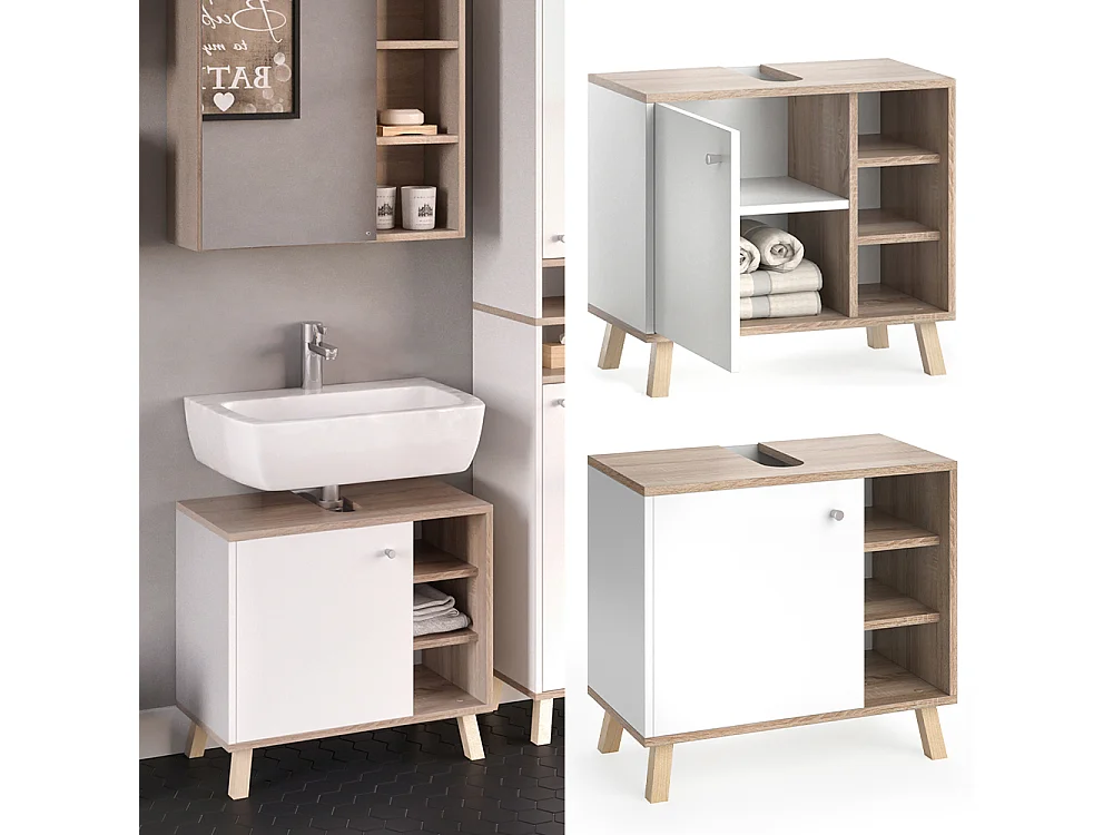 Meuble sous vasque simple blanc 60x32x54 senyo