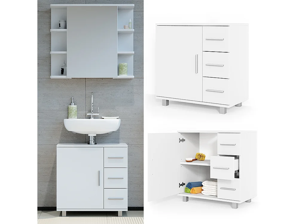Mobile sottolavabo per bagno bianco 60x33x60.8 ilias
