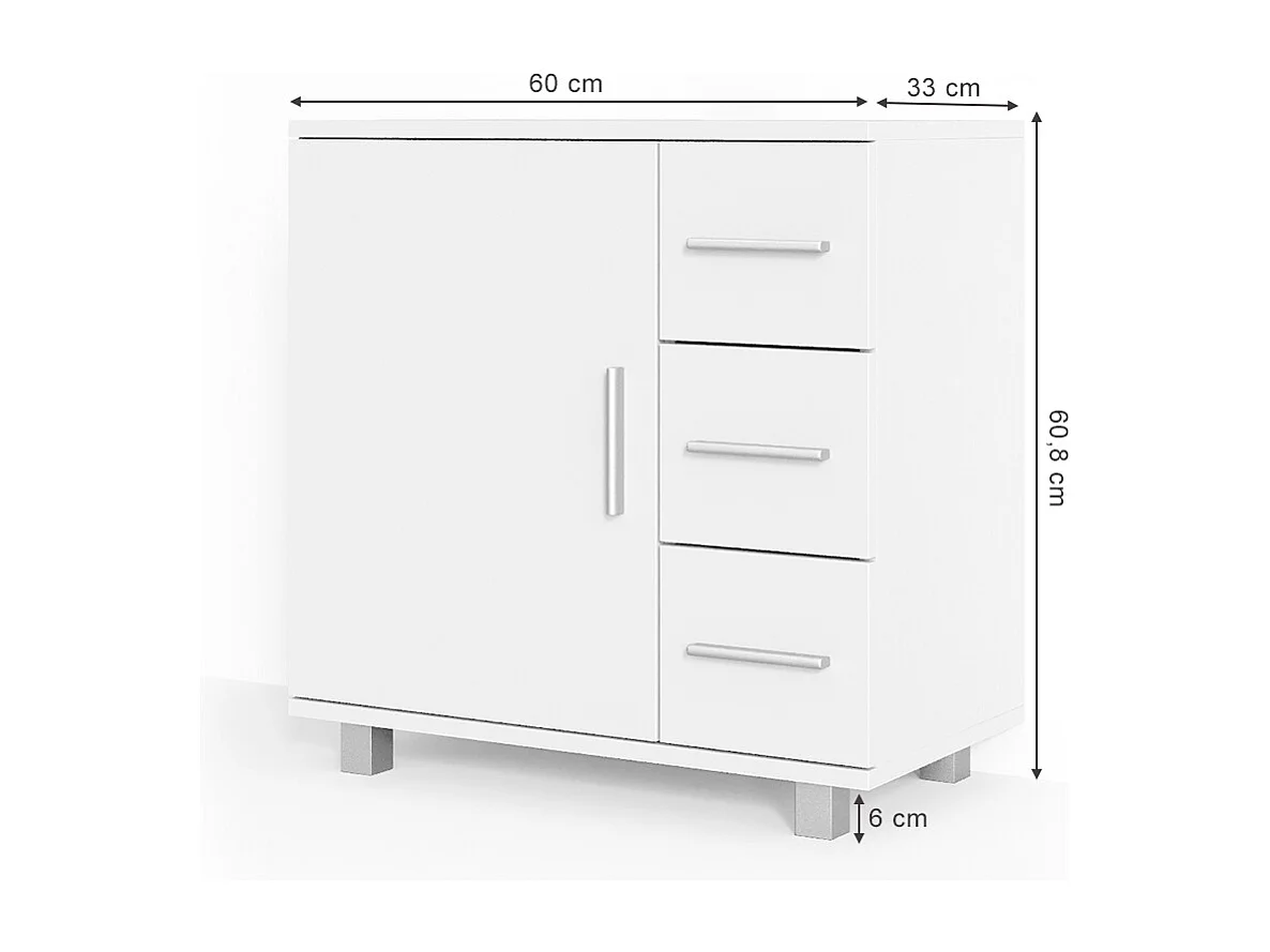 Meuble sous vasque simple blanc 60x33x60.8 ilias