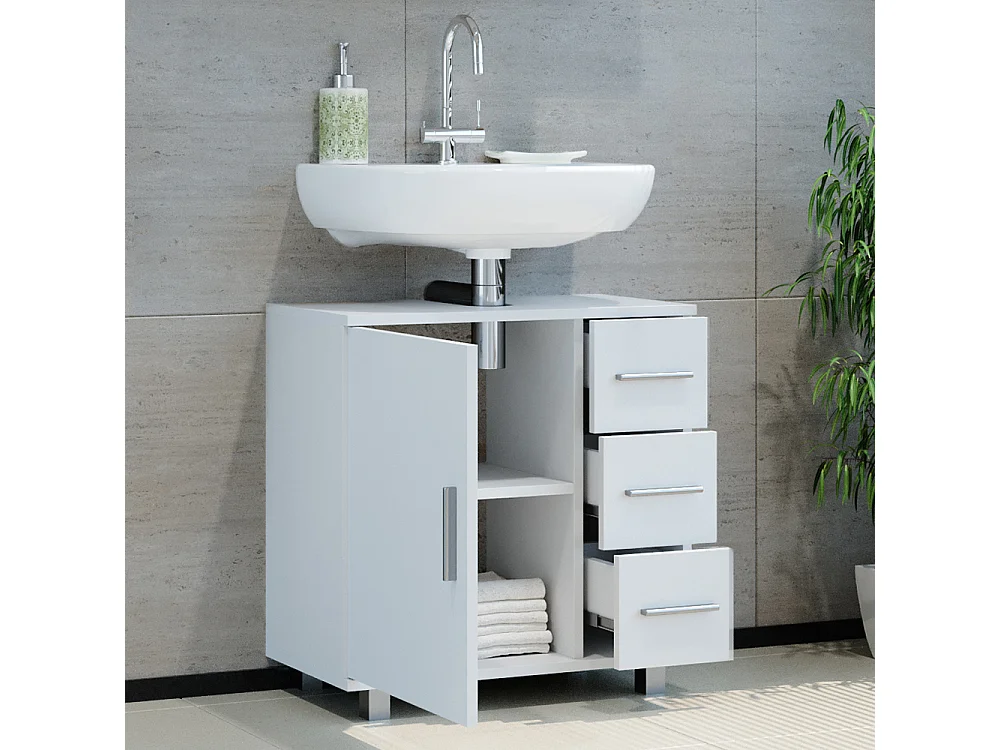 Meuble sous vasque simple blanc 60x33x60.8 ilias