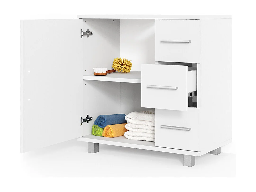 Meuble sous vasque simple blanc 60x33x60.8 ilias