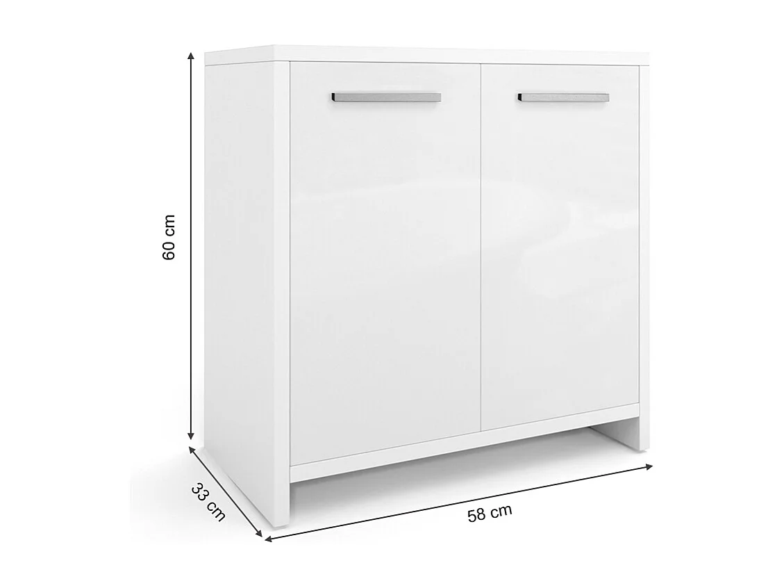 Meuble sous vasque simple blanc brillant/blanc 58x33x60 kiko