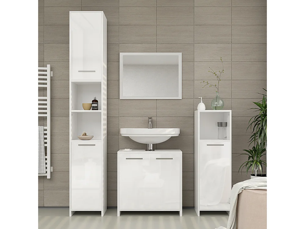 Meuble sous vasque simple blanc brillant/blanc 58x33x60 kiko