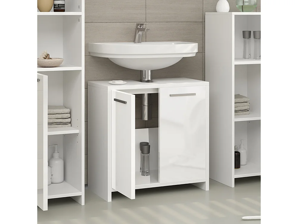 Meuble sous vasque simple blanc brillant/blanc 58x33x60 kiko