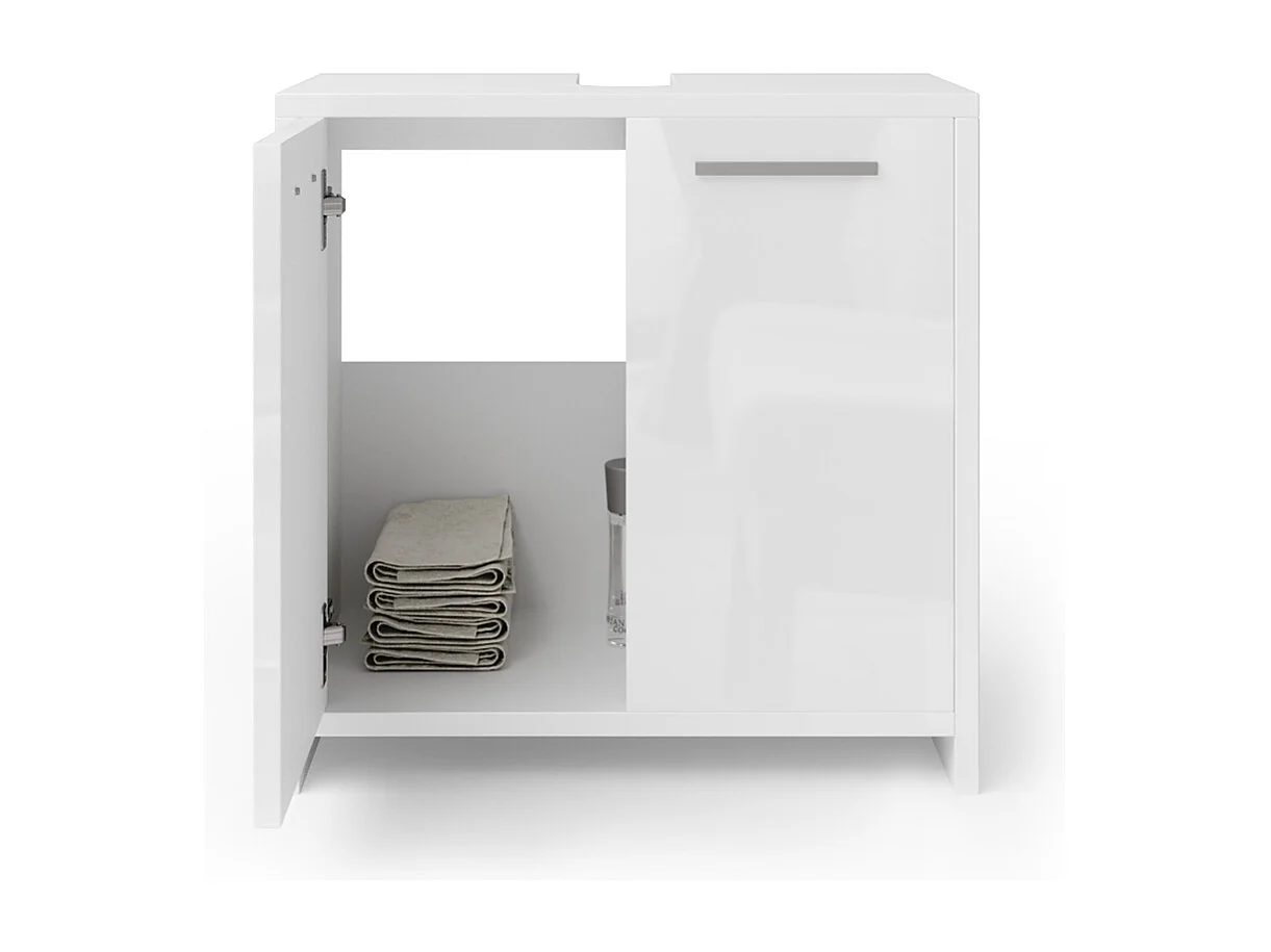 Meuble sous vasque simple blanc brillant/blanc 58x33x60 kiko