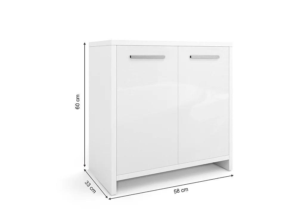 Meuble sous vasque simple blanc brillant/blanc 58x33x60 kiko