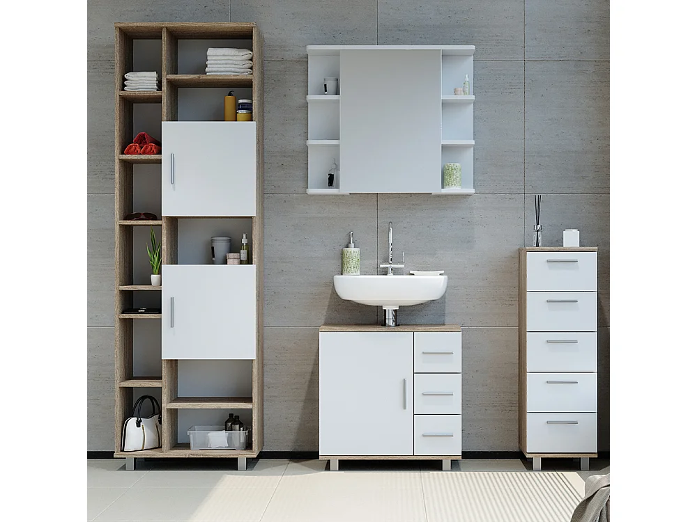 Meuble sous vasque simple sonoma 60x33x60.8 ilias