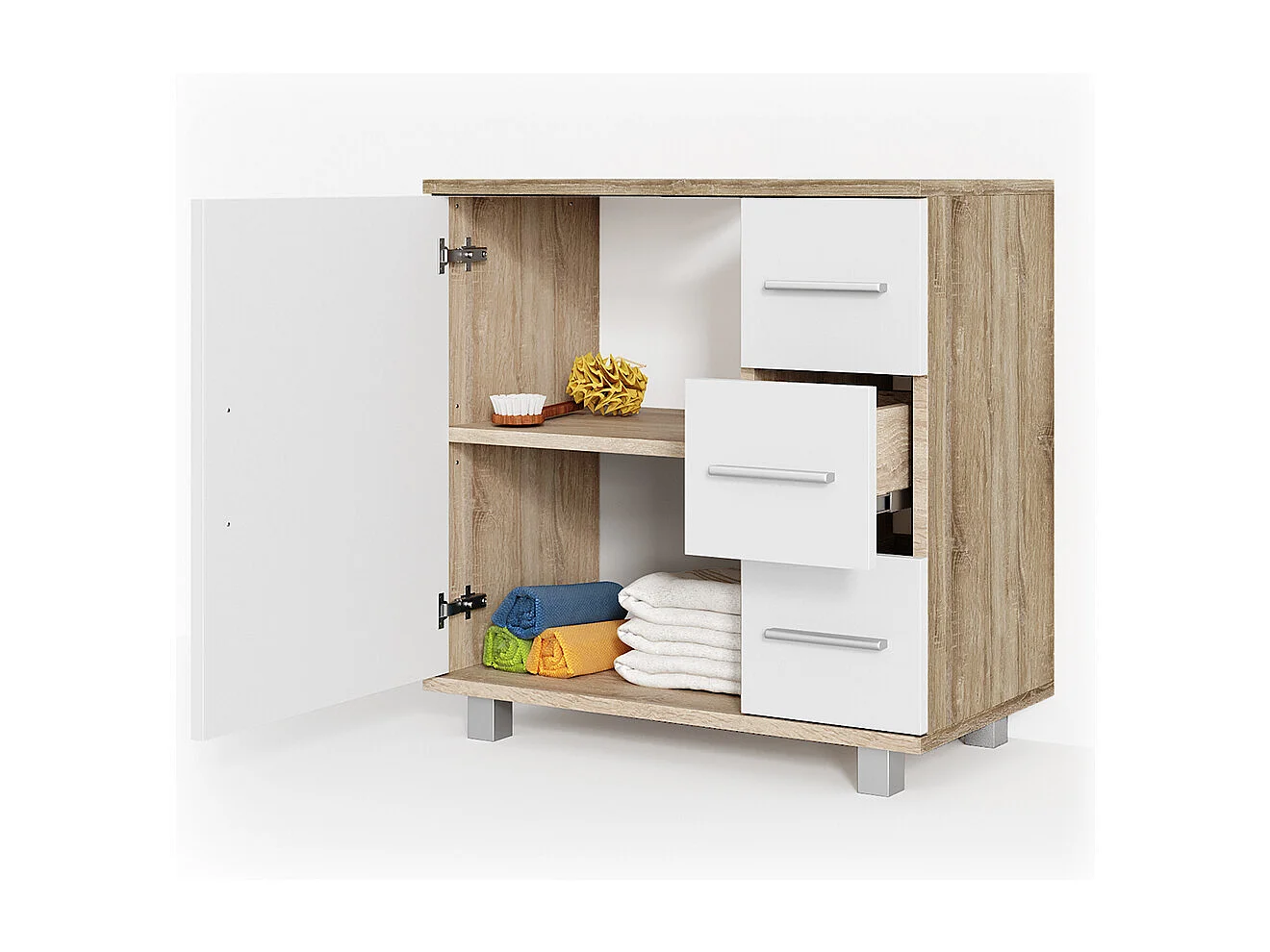 Meuble sous vasque simple sonoma 60x33x60.8 ilias