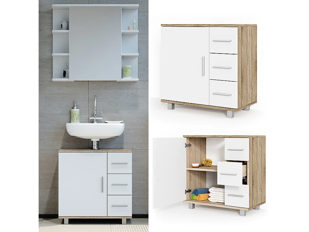 Meuble sous vasque simple sonoma 60x33x60.8 ilias