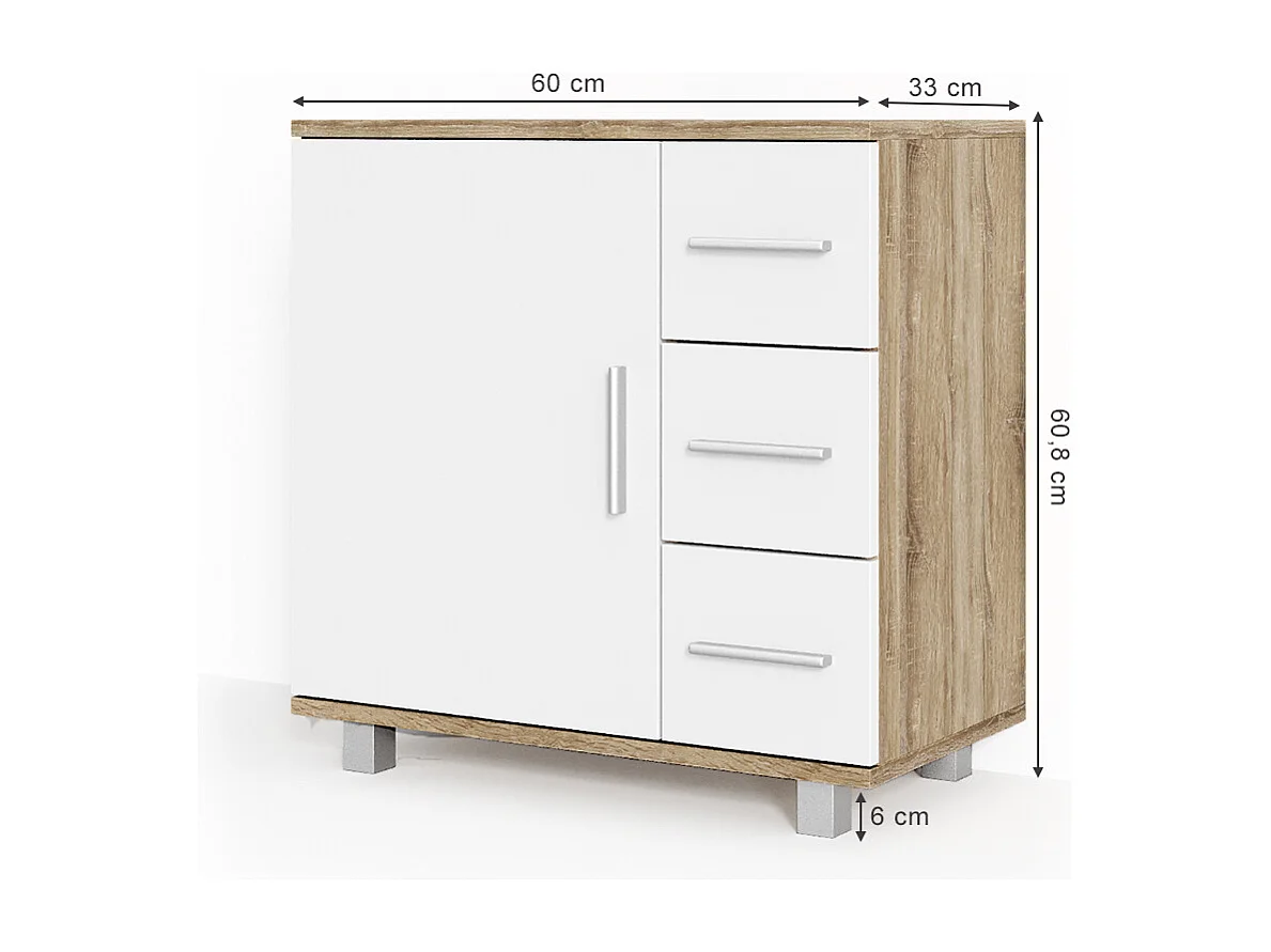 Meuble sous vasque simple sonoma 60x33x60.8 ilias