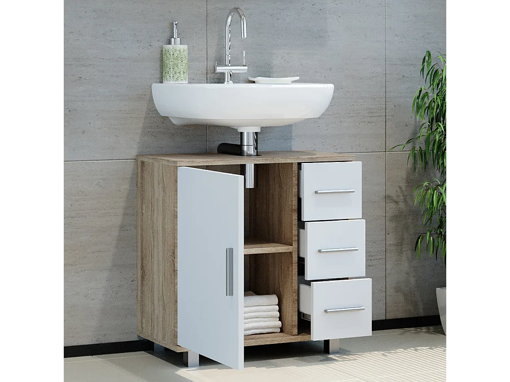 Meuble sous vasque simple sonoma 60x33x60.8 ilias