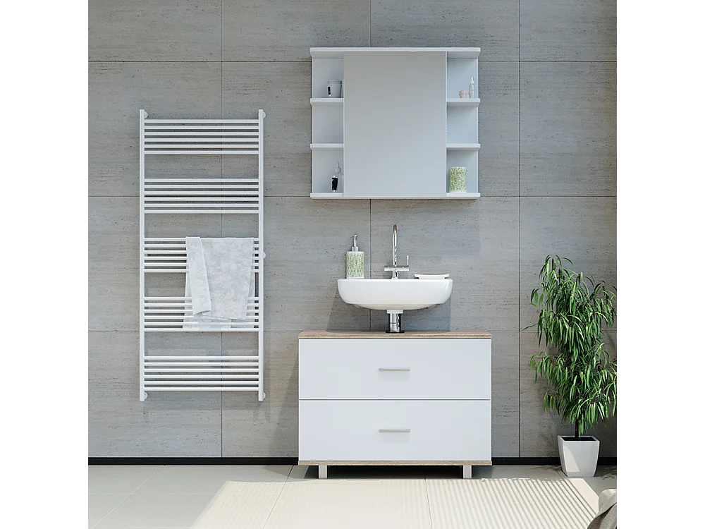 Mobile sottolavabo per bagno bianco/sonoma 80x33x60.8 ilias