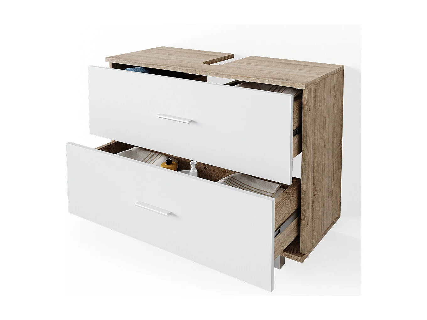 Meuble sous vasque simple blanc/sonoma 80x33x60.8 ilias