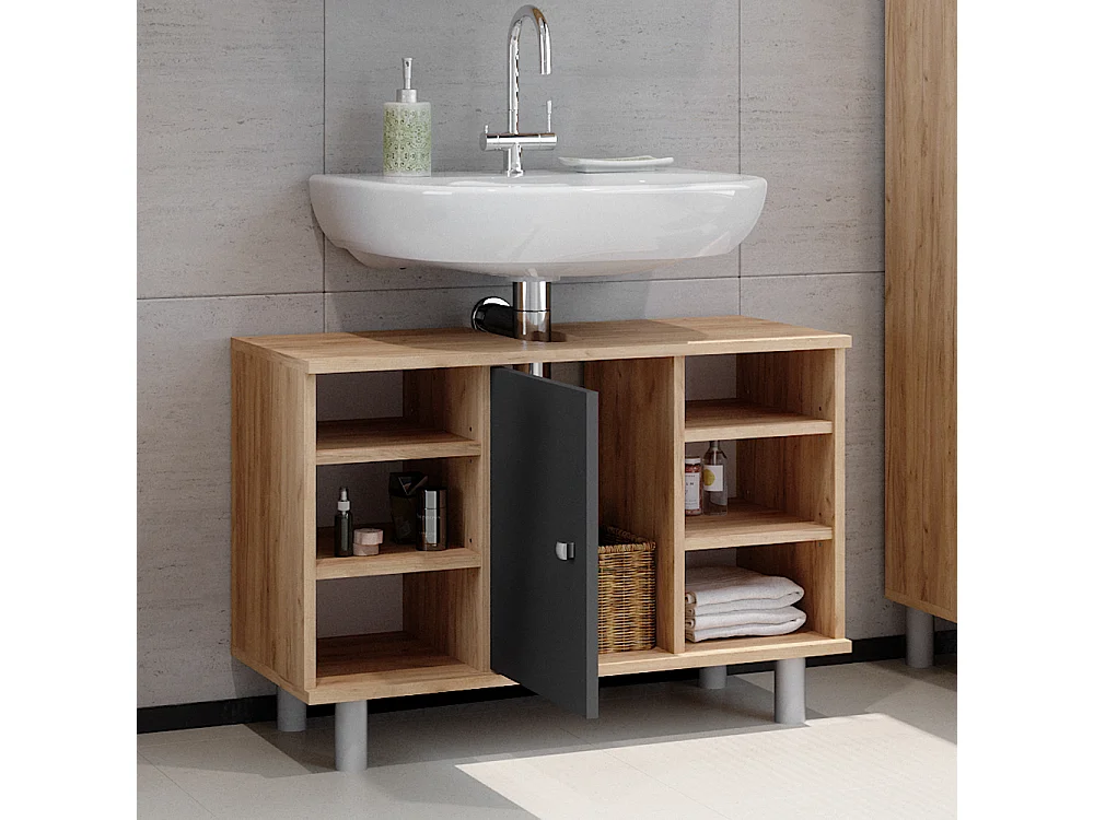 Meuble sous lavabo anthracite 80x32x54 fynn
