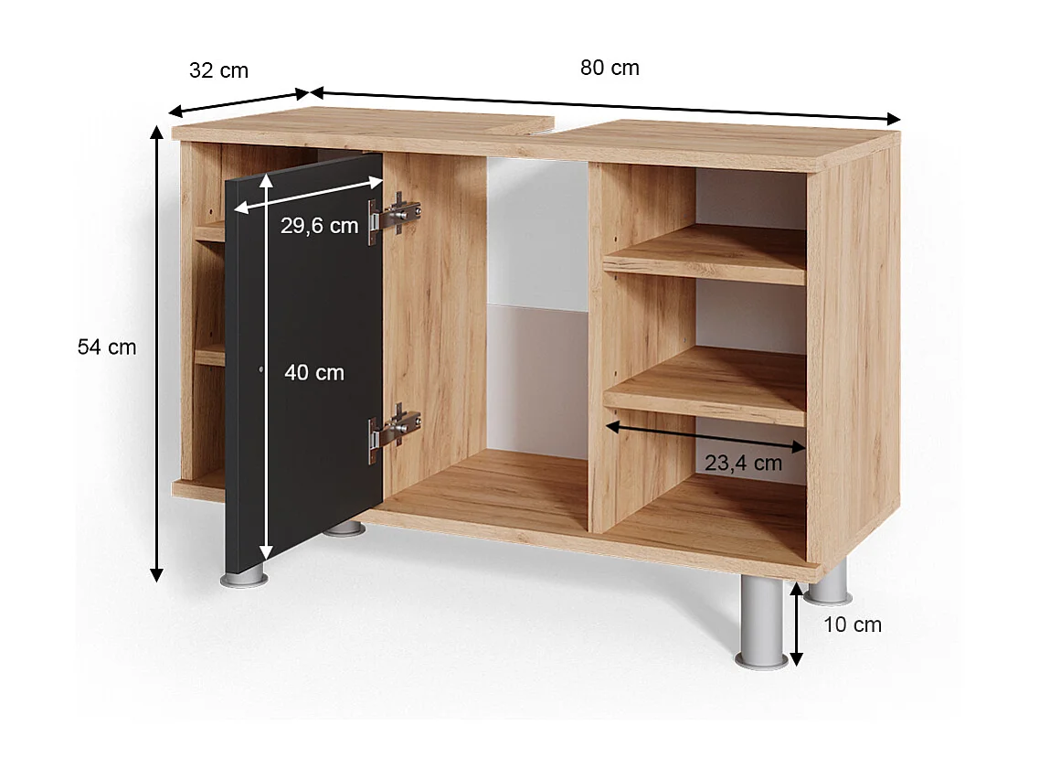 Szafka pod umywalkę antracyt 80x32x54 fynn