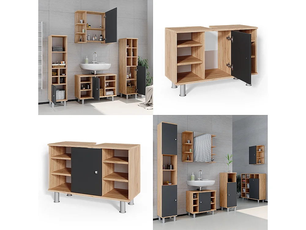 Szafka pod umywalkę antracyt 80x32x54 fynn