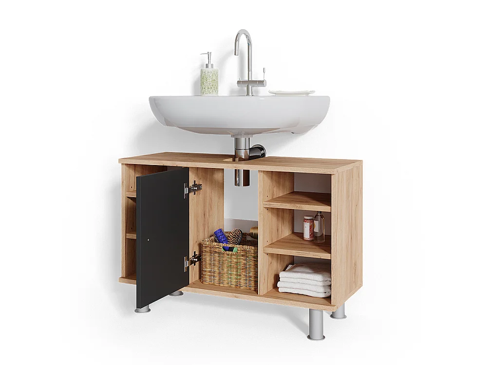 Meuble sous lavabo anthracite 80x32x54 fynn