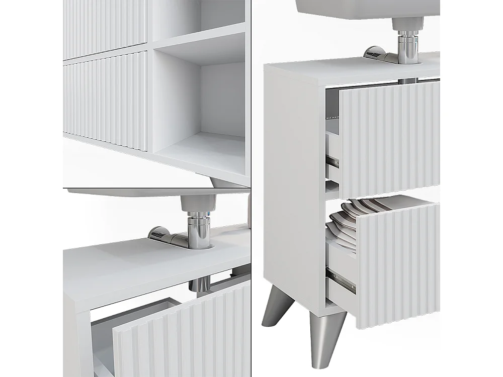 Mobiletto per lavabo bianco 80x30x62 leano