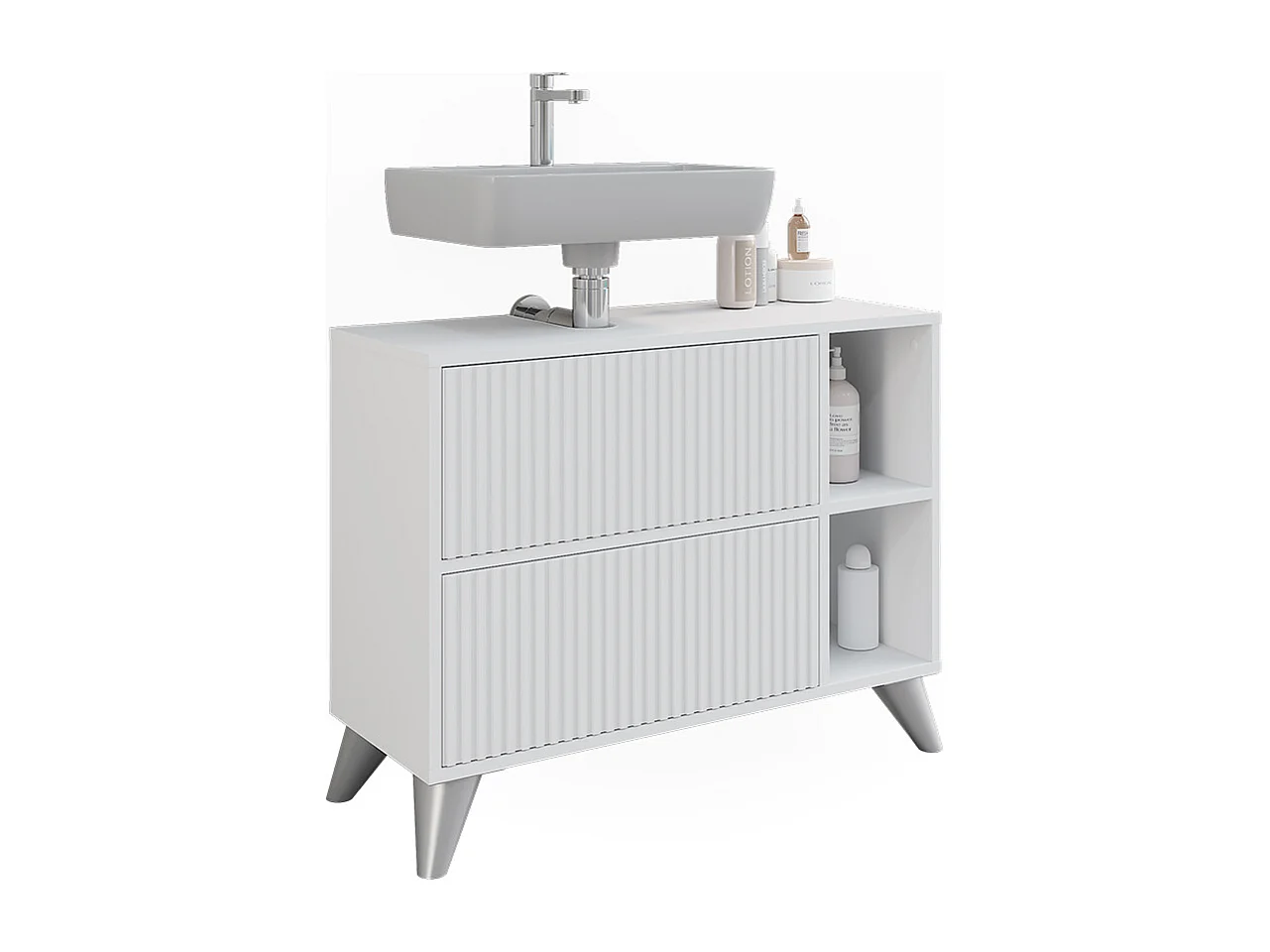 Mobiletto per lavabo bianco 80x30x62 leano