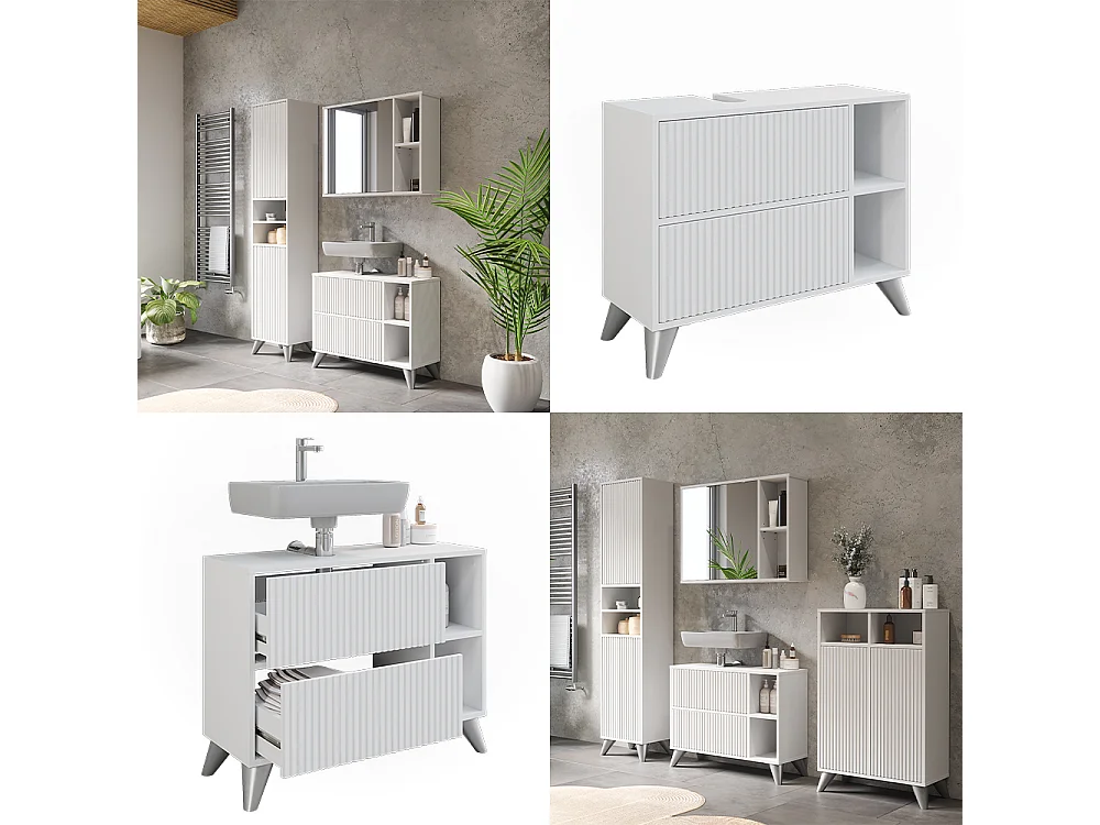 Mobiletto per lavabo bianco 80x30x62 leano