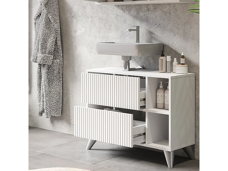 Meuble sous vasque blanc 80x30x62 leano