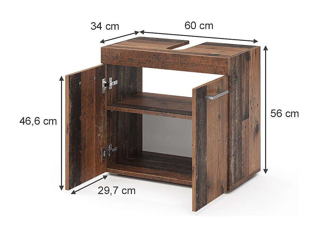 Mobiletto per lavabo oldstyle 60x34x56 luna