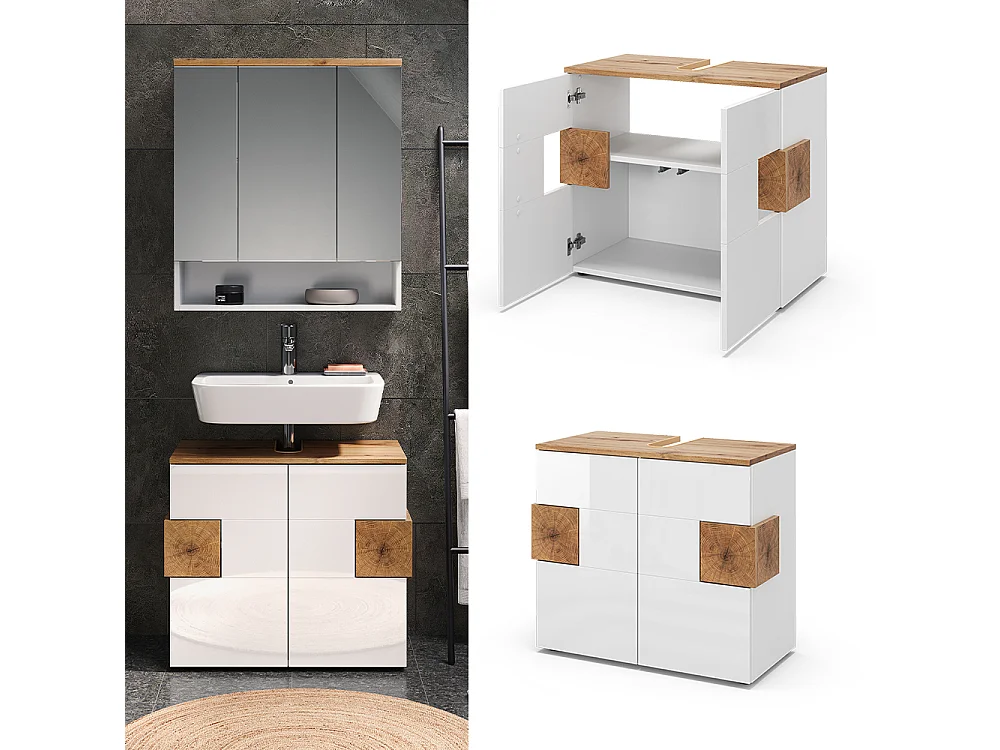 Meuble sous vasque simple blanc 73.1x37x64 eden