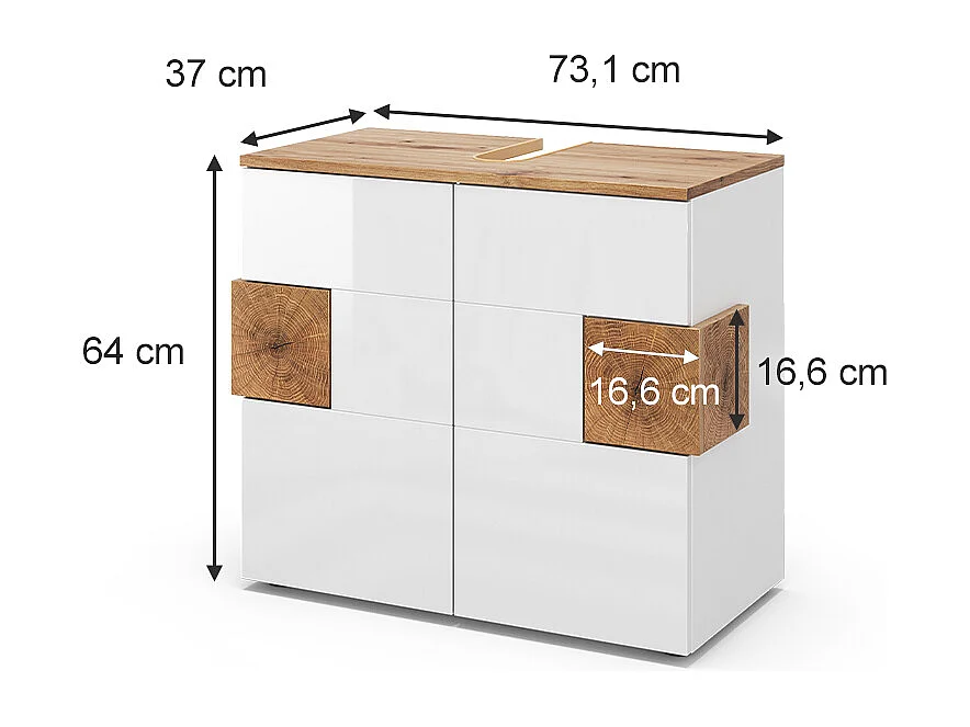 Meuble sous vasque simple blanc 73.1x37x64 eden