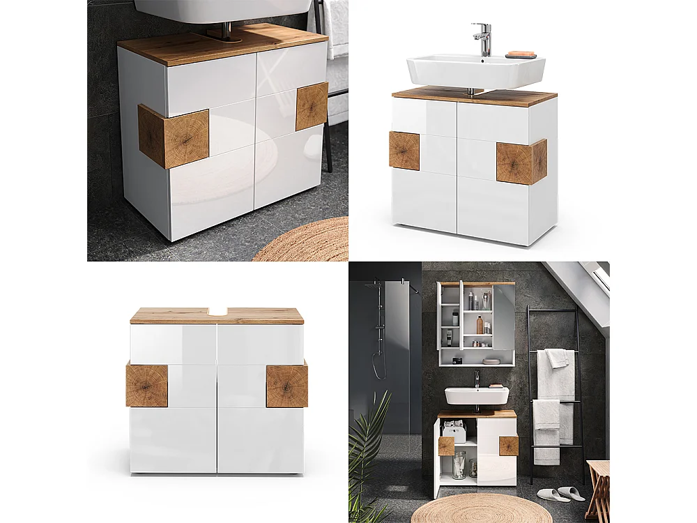 Meuble sous vasque simple blanc 73.1x37x64 eden