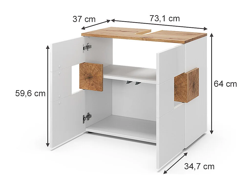 Szafka pod umywalkę biały 73.1x37x64 eden